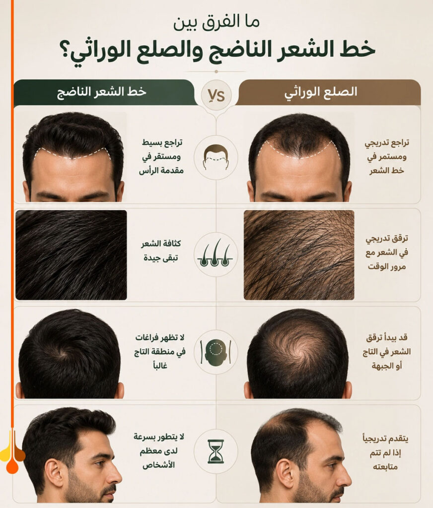 الفرق بين خط الشعر الناضج والصلع الوراثي