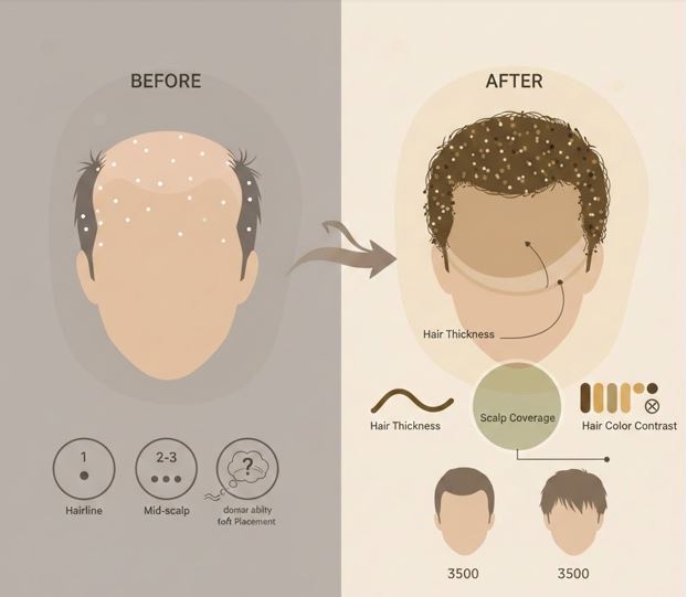 3500 Grafts Hair Transplant Before and After